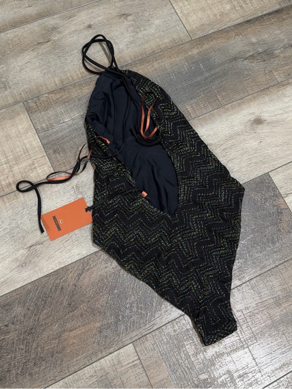 Missoni zig zag metallic crochet knit swimsuit in black NWT - Picture 6 of 6